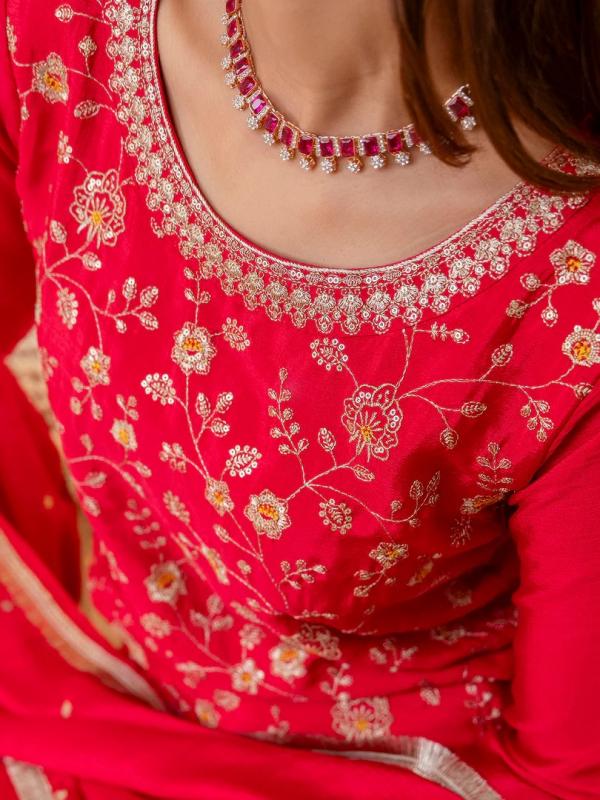 VP 9818 P Silk Blend Embroidered with Sequins Straight Kurta Pal